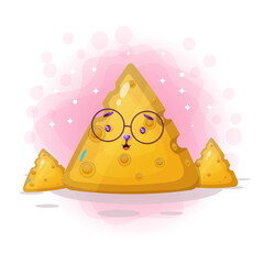 Cute happy smiling cheese cartoon. cheese character concept Premium Vector