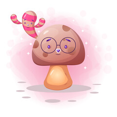Cute mushroom illustration. Premium Vector