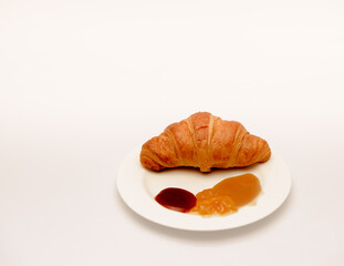 Delicious breakfast shot against a white background.