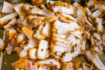 Deep fried beef slices, sliced