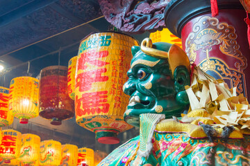 Statue at Xiluo Fuxing Temple in Xiluo, Yunlin, Taiwan. The temple was originally built in 1717.
