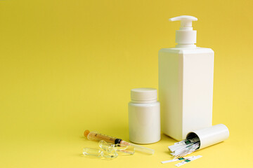 means of combating the virus on yellow background