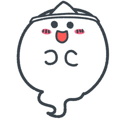 三角巾をつけたかわいいお化け　白