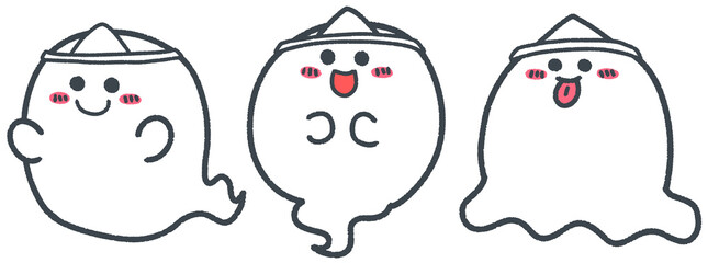 三角巾をつけたかわいいお化けセット