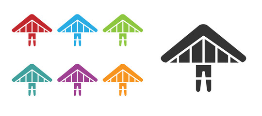 Black Hang glider icon isolated on white background. Extreme sport. Set icons colorful. Vector Illustration.
