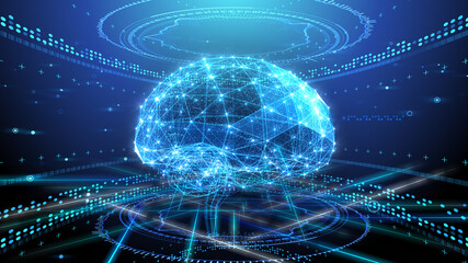 Digital Network Technology AI artificial intelligence data concepts 3D illustration Background.