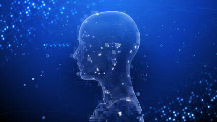 Digital Network Technology AI artificial intelligence data concepts 3D illustration Background.