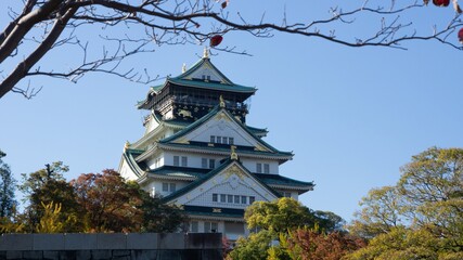 Osaka Castle during autumn season in day time