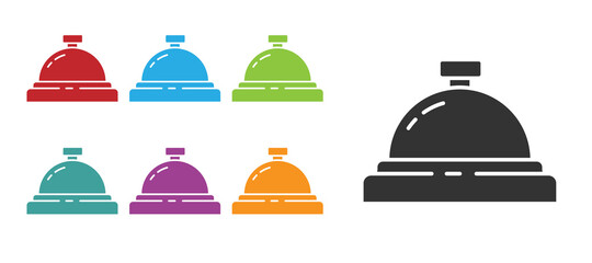Black Hotel service bell icon isolated on white background. Reception bell. Set icons colorful. Vector Illustration.