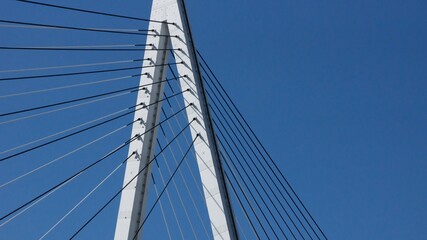 Red Minato Bridge in Osaka
