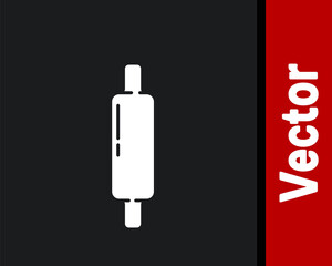 White Rolling pin icon isolated on black background. Vector Illustration.