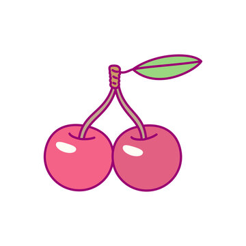 vector cute drawn fruit clipart cherry berry