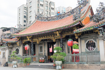 Bangka Lungshan Temple in Taipei, Taiwan. The temple was originally built in 1738.