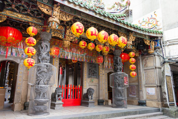 Bangka Qingshan Temple in Taipei, Taiwan. The temple was originally built in 1856.