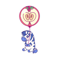 vector flat striped baby zebra. cute animal