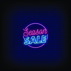 Fototapeta na wymiar Season Sale Neon Signs Style text Vector 