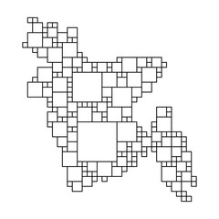 Bangladesh from black pattern from a grid of squares of different sizes . Vector illustration.