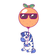 vector flat striped baby zebra. cute animal