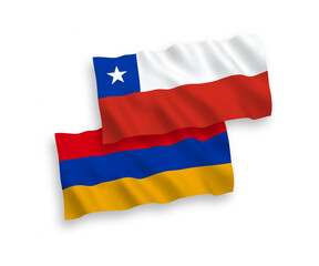 Flags of Chile and Armenia on a white background