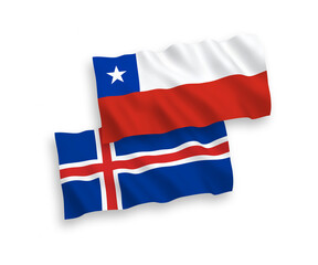 Flags of Chile and Iceland on a white background