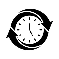 clock with arrows around, silhouette style