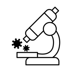 microscope with virus icon, line style