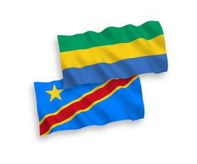Flags of Gabon and Democratic Republic of the Congo on a white background