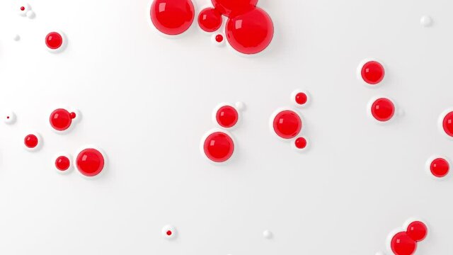 Red Bubbles Grow and Burst on a White Wall. Seamless Looped 3d Animation Ultra HD 4K 3840x2160