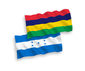 Flags of Mauritius and Honduras on a white background