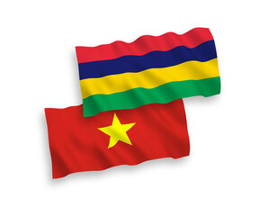 Flags of Mauritius and Vietnam on a white background