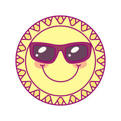vector cute round sun template. print for disposable tableware