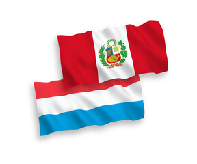 Flags of Peru and Luxembourg on a white background
