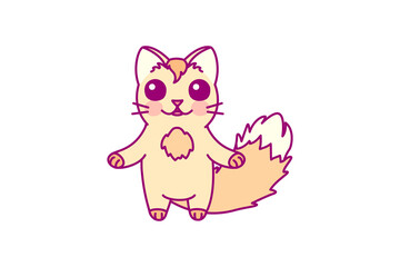 vector cute cartoon little cat. cartoon character