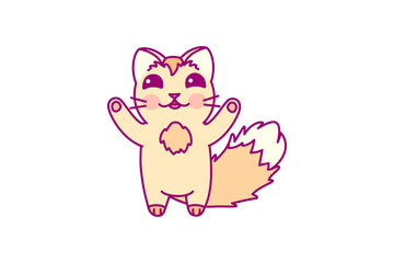 vector cute cartoon little cat. cartoon character