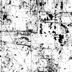 Grunge background black and white. Texture of chips, cracks, scratches, scuffs, dust, dirt. Dark monochrome surface. Old vintage vector pattern.