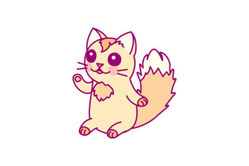 vector cute cartoon little cat. cartoon character