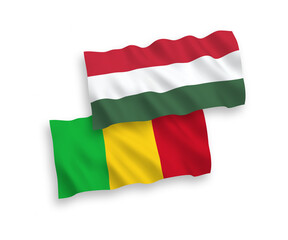 Flags of Mali and Hungary on a white background