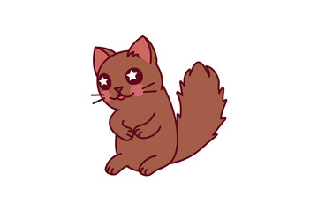 vector cute cartoon little cat. cartoon character