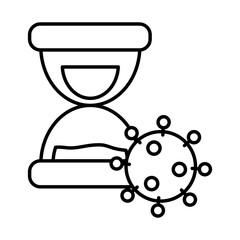hourglass and coronavirus icon, line style