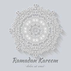 Ornamental round lace, circle ornament abstract, Islamic white ornament paper plant shade, Ramadan, eid al fitr