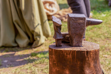 anvil old traditional blacksmithing for the manufacture of weapons background