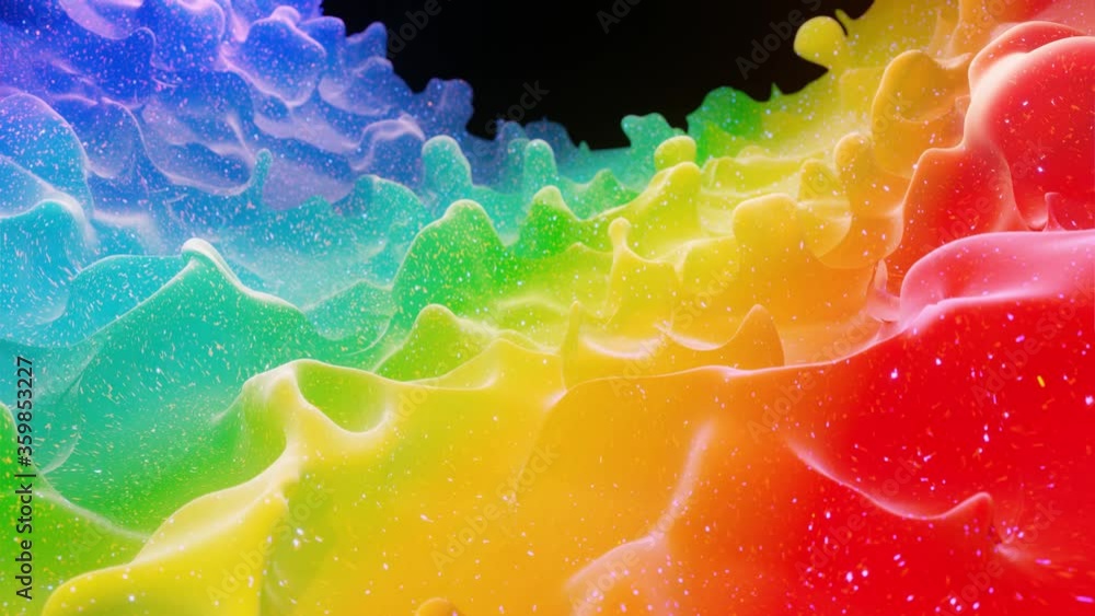Poster smooth abstract animation of liquid gradient rainbow color in 4k. bright matte paint surface as abst