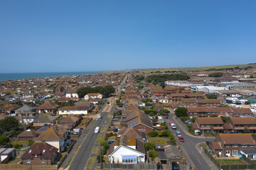 Fototapeta na wymiar Aerial view of Peacehaven in East Sussex on the the South Coast of England looking west towards Brighton.