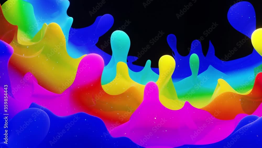 Poster smooth abstract animation of liquid gradient rainbow color in 4k. bright matte paint surface as abst