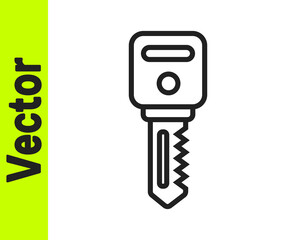 Black line House key icon isolated on white background. Vector Illustration.