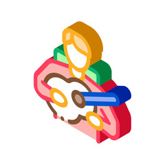 bard playing on guitar icon vector. isometric bard playing on guitar sign. color isolated symbol illustration