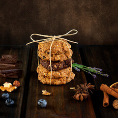 homemade cookies on wooden background