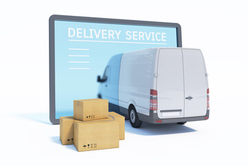 delivery service at online store, 3d illustration