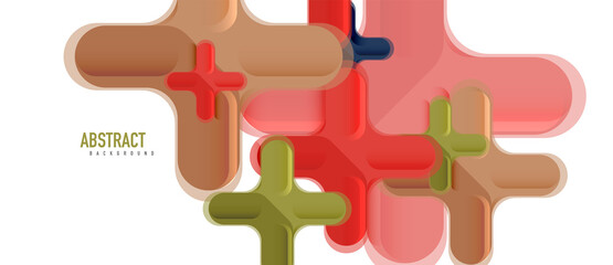 Glossy multicolored plastic style cross composition, x shape design, techno geometric modern abstract background. Trendy abstract layout template