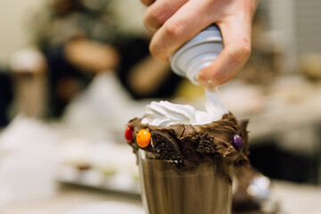 
monstershake decorate with whipped cream
